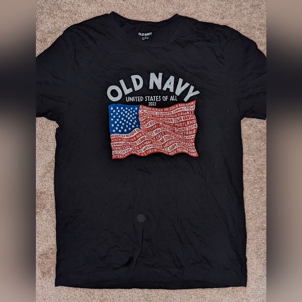Old Navy, short sleeve, black, match the family, us flag t-shirt- men size M
